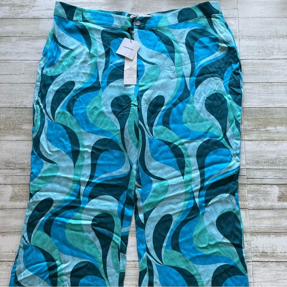 Zara Turquoise Retro Patterned The Safia Flare Pants - Picture 4 of 13